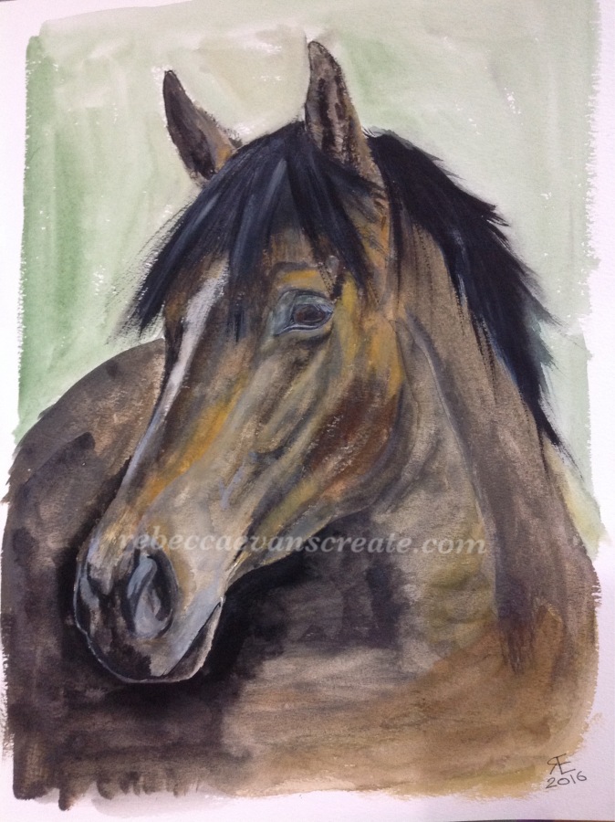 Horse liquid pencil and watercolour painting rebecca evans create art