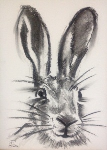 Charcoal hare face, large