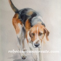 "Dwell alone" watercolour hound