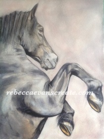 'Atrasus' watercolour rearing horse, 140lb coldpress 16x12"